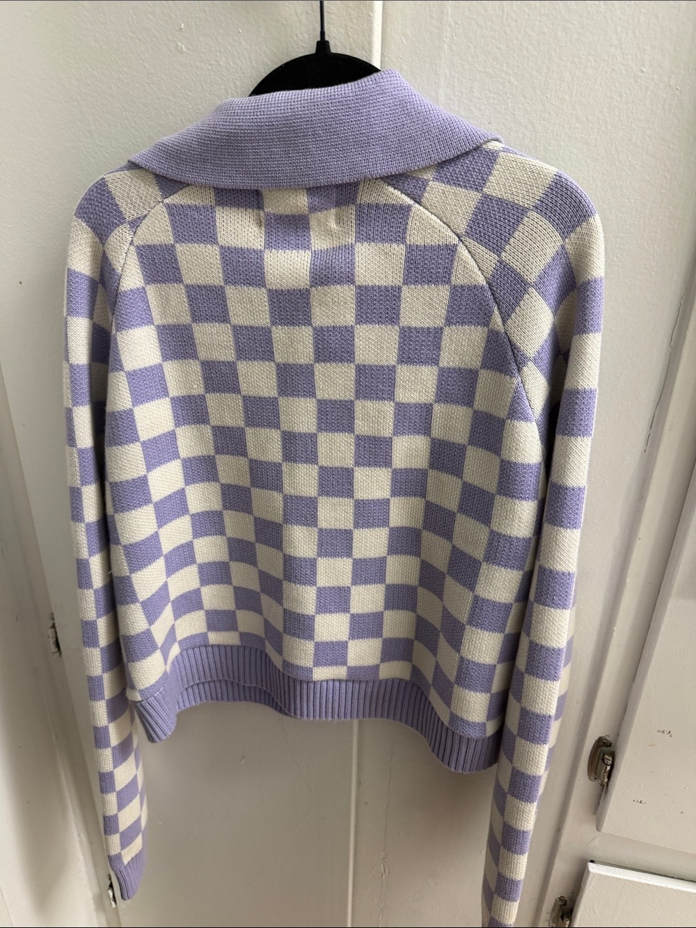 YITAI Lavender & Cream Checkered Collared Cardigan - Picture 5 of 10